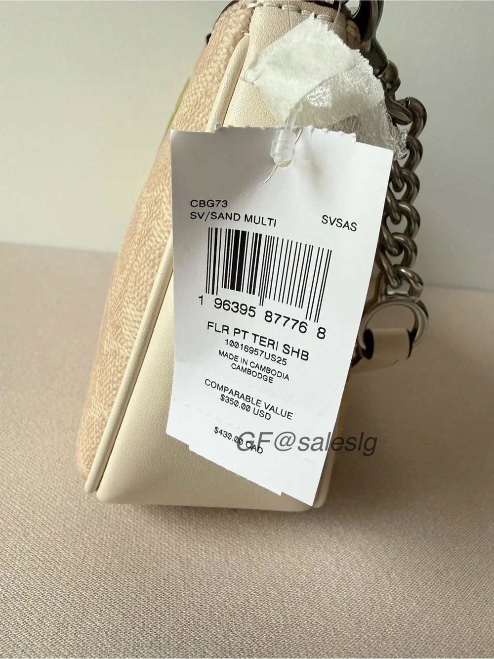 Coach Teri Shoulder Bag In Signature Floral Silver/Sand/Purple CBG73 NWT